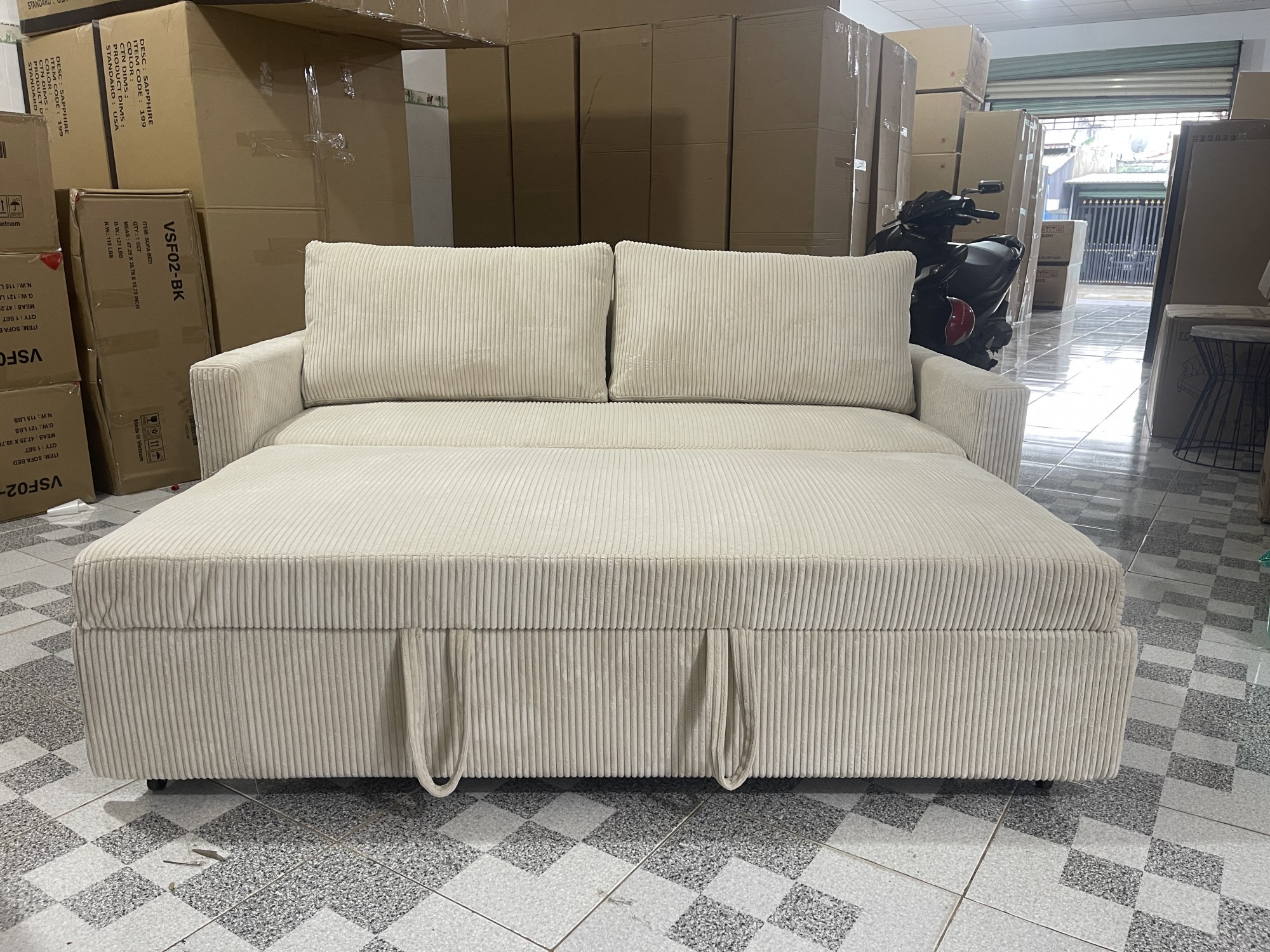 SOFA BED 1M8 VẢI GÂN KEM - ảnh 3